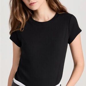 Madewell Black Short-Sleeve Ribbed Crewneck Tee